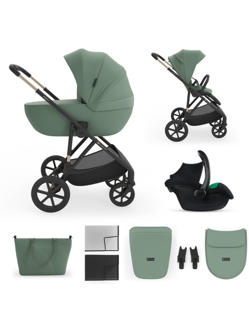 Poussette Kinderkraft PRIME 3 3-en-1 nacelle + MINK PRO 2 panneau mesh été 1 main chic - Kiabi Poussette Kinderkraft PRIME 3 3-en-1 nacelle + MINK PRO 2 panneau mesh été 1 main chic - Kiabi