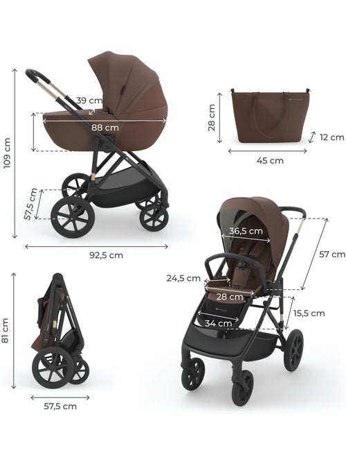 Poussette Kinderkraft PRIME 3 3-en-1 nacelle + MINK PRO 2 smooth ride pluie moustiq - Kiabi Poussette Kinderkraft PRIME 3 3-en-1 nacelle + MINK PRO 2 smooth ride pluie moustiq - Kiabi