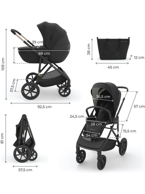 Poussette Kinderkraft PRIME 3 3-en-1 travel system MINK PRO 2 adaptateurs pliage avec siège - Kiabi Poussette Kinderkraft PRIME 3 3-en-1 travel system MINK PRO 2 adaptateurs pliage avec siège - Kiabi