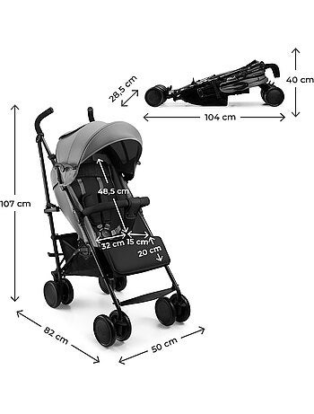 Poussette Kinderkraft SIESTA 2, pliage canne, jusqu'à 22 kg, dossier et repose-pieds réglables