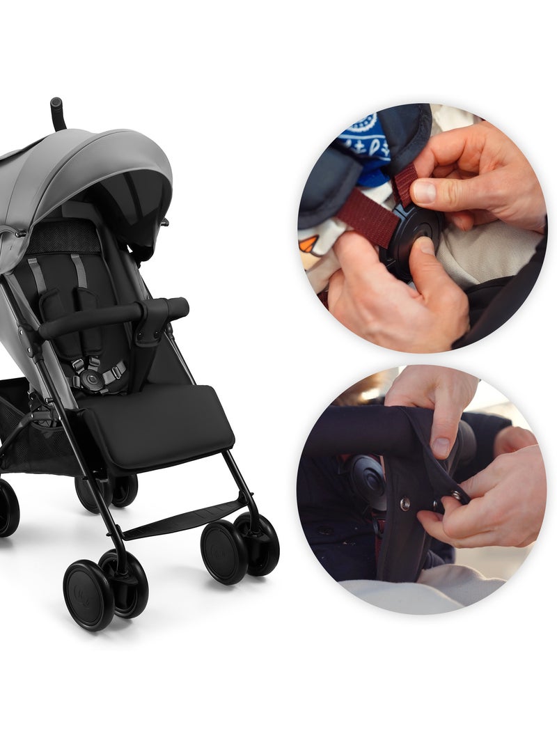 Poussette Kinderkraft SIESTA 2, pliage canne, jusqu'à 22 kg, dossier et repose-pieds réglables Gris - Kiabi