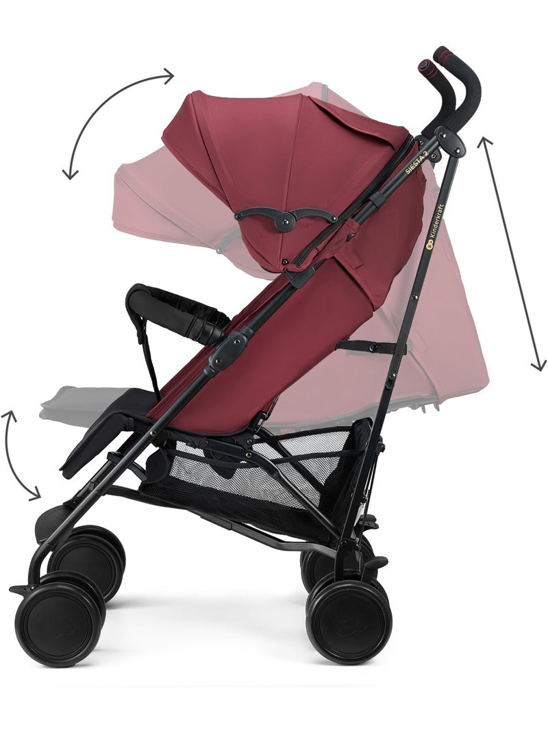 Poussette Kinderkraft SIESTA 2, ultra légère 7,9 kg, jusqu'à 22 kg, dossier inclinable Rouge - Kiabi