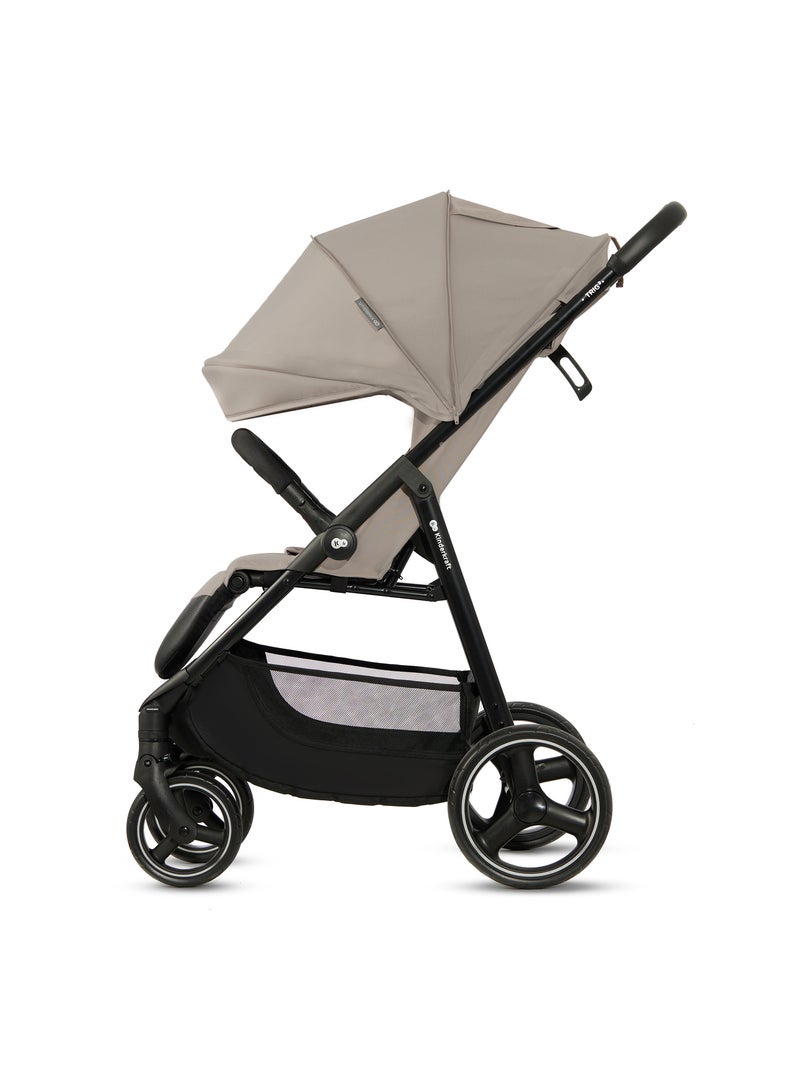 Poussette Kinderkraft TRIG 3 Pliable d’Une Main, Dossier Allongeable et Roues Amorties Beige - Kiabi