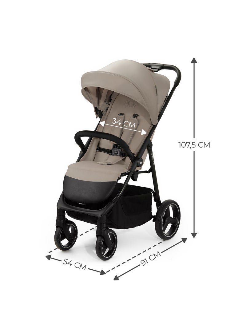 Poussette Kinderkraft TRIG 3 Pliable d’Une Main, Dossier Allongeable et Roues Amorties Beige - Kiabi