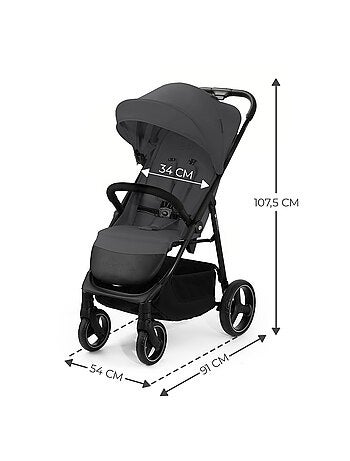 Poussette Kinderkraft TRIG 3 Pliable d’Une Main, Dossier Allongeable et Roues Amorties