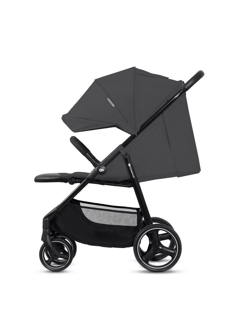 Poussette Kinderkraft TRIG 3 Pliable d’Une Main, Dossier Allongeable et Roues Amorties Gris - Kiabi