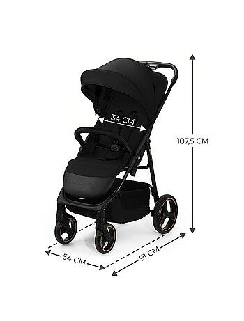 Poussette Kinderkraft TRIG 3 Pliable d’Une Main, Dossier Allongeable et Roues Amorties