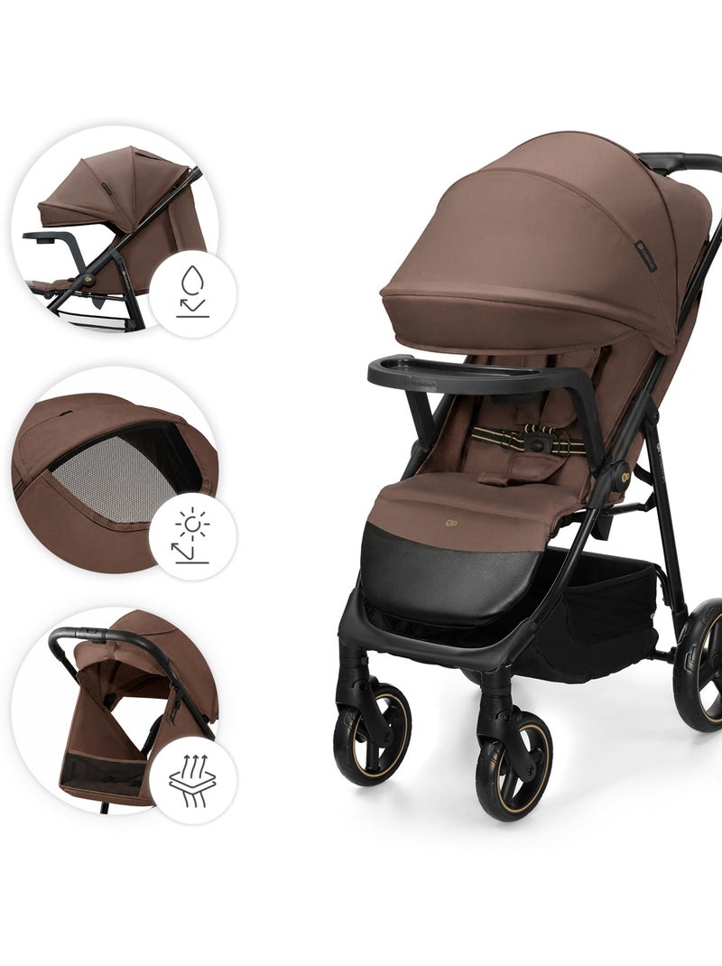 Poussette Kinderkraft TRIG 3 TR AVEC PLATEAU, légère 9,6 kg, grande assise, repose-pieds 3 pos. Marron - Kiabi
