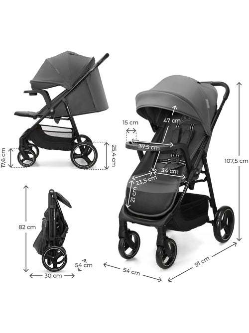 Poussette Kinderkraft TRIG 3 TR AVEC PLATEAU, roues increvables avec suspensions, pivot 360° - Kiabi