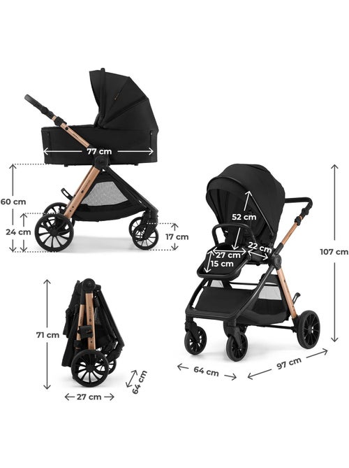 Poussette Kinderkraft VESTO 2 2 en 1 avec nacelle EN1466, suspension intégrale et siège réversible - Kiabi Poussette Kinderkraft VESTO 2 2 en 1 avec nacelle EN1466, suspension intégrale et siège réversible - Kiabi