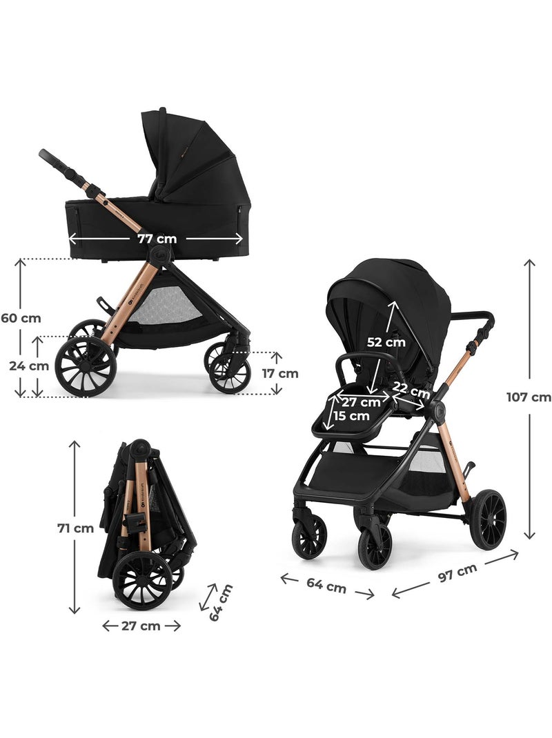Poussette Kinderkraft VESTO 2 2 en 1 avec nacelle EN1466, suspension intégrale et siège réversible Noir - Kiabi