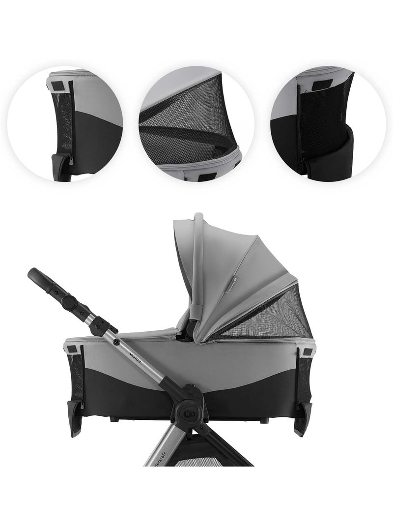 Poussette Kinderkraft VESTO 2 2 en 1 pliable avec siège face parent ou monde et grandes roues Gris - Kiabi