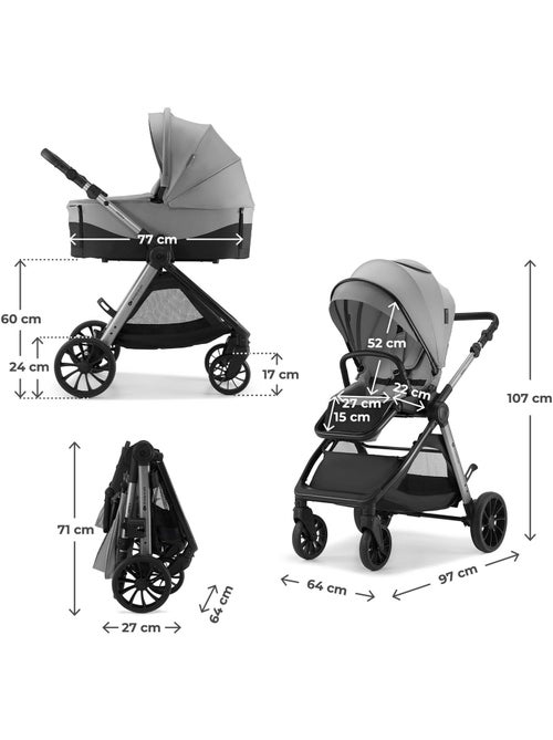 Poussette Kinderkraft VESTO 2 2 en 1 pliable avec siège face parent ou monde et grandes roues - Kiabi Poussette Kinderkraft VESTO 2 2 en 1 pliable avec siège face parent ou monde et grandes roues - Kiabi