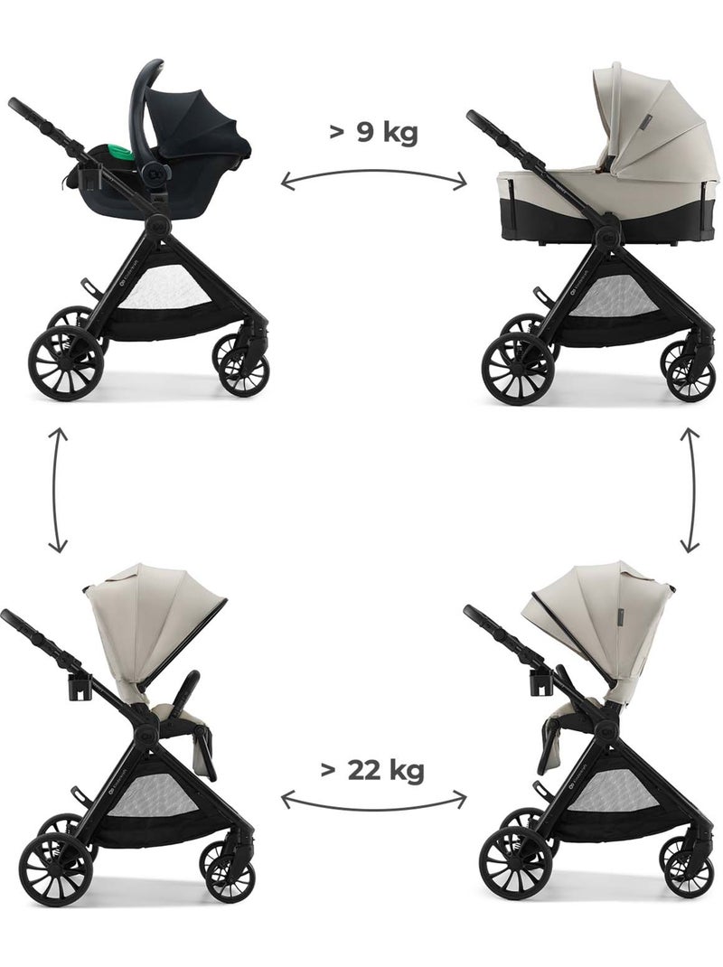 Poussette Kinderkraft VESTO 2 3 en 1 avec siège auto MINK PRO 2, siège réversible et pliage compact Beige - Kiabi