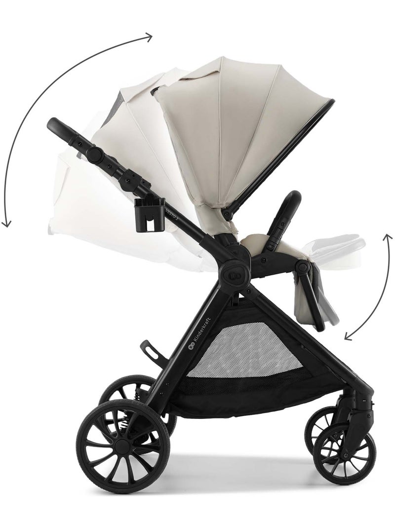 Poussette Kinderkraft VESTO 2 3 en 1 avec siège auto MINK PRO 2, siège réversible et pliage compact Beige - Kiabi