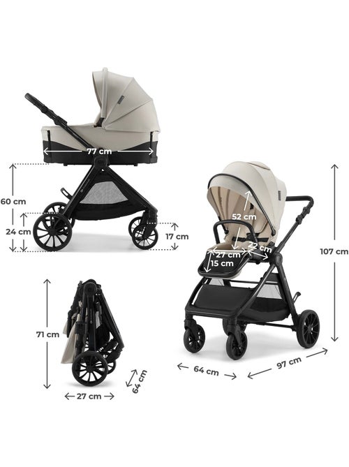 Poussette Kinderkraft VESTO 2 3 en 1 avec siège auto MINK PRO 2, siège réversible et pliage compact - Kiabi Poussette Kinderkraft VESTO 2 3 en 1 avec siège auto MINK PRO 2, siège réversible et pliage compact - Kiabi