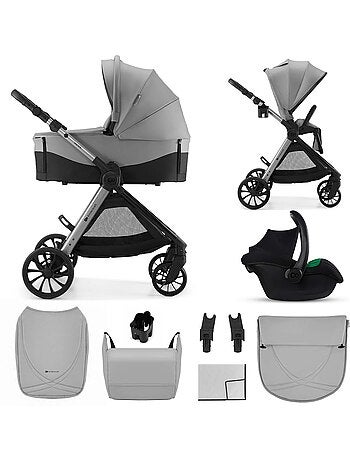 Poussette Kinderkraft VESTO 2 3 en 1 avec siège auto MINK PRO 2, siège réversible et pliage compact