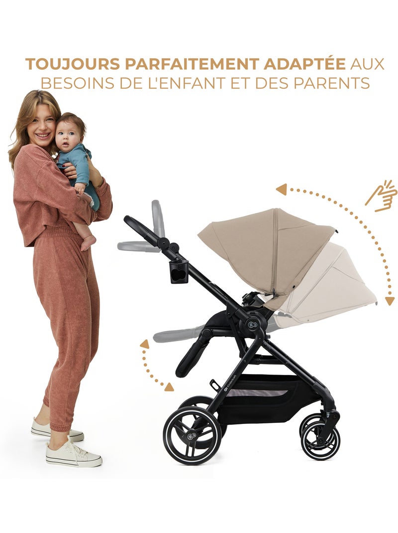 Poussette Kinderkraft YOXI 2 en 1 avec nacelle pliable, siège réversible et roues increvables Beige - Kiabi
