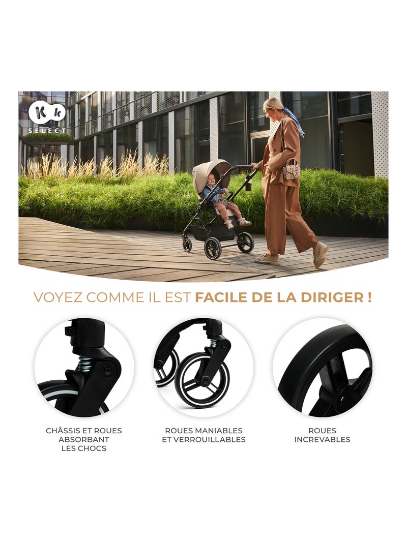 Poussette Kinderkraft YOXI 2 en 1 avec nacelle pliable, siège réversible et roues increvables Gris - Kiabi