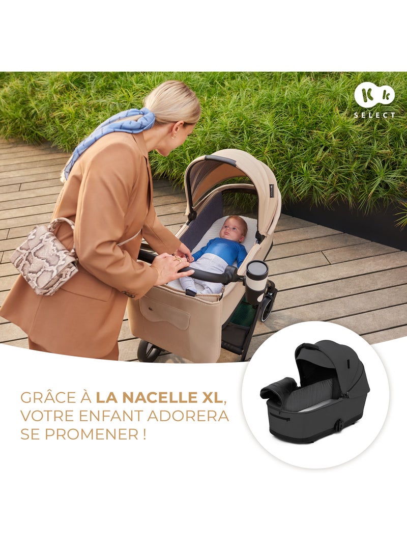 Poussette Kinderkraft YOXI 2 en 1 avec nacelle pliable, siège réversible et roues increvables Gris - Kiabi