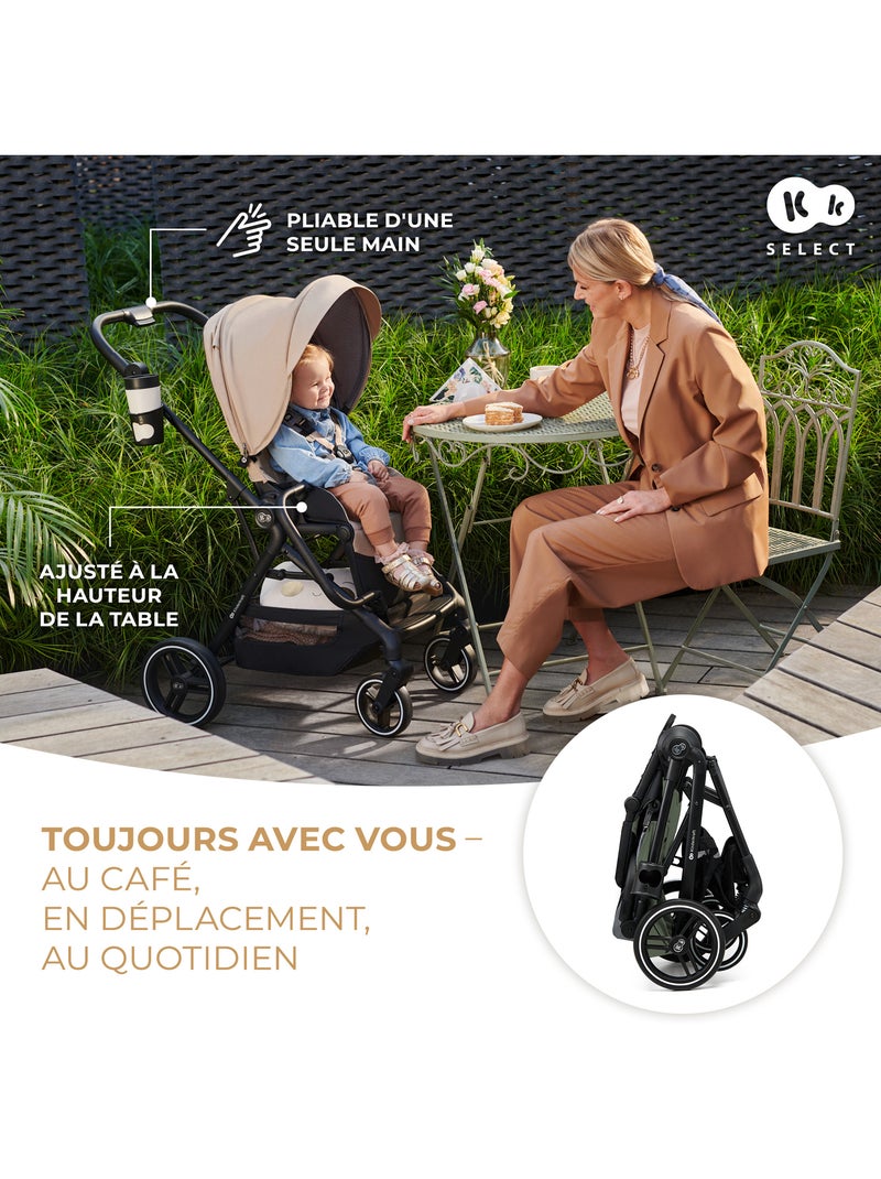 Poussette Kinderkraft YOXI 2 en 1 avec nacelle pliable, siège réversible et roues increvables Vert - Kiabi