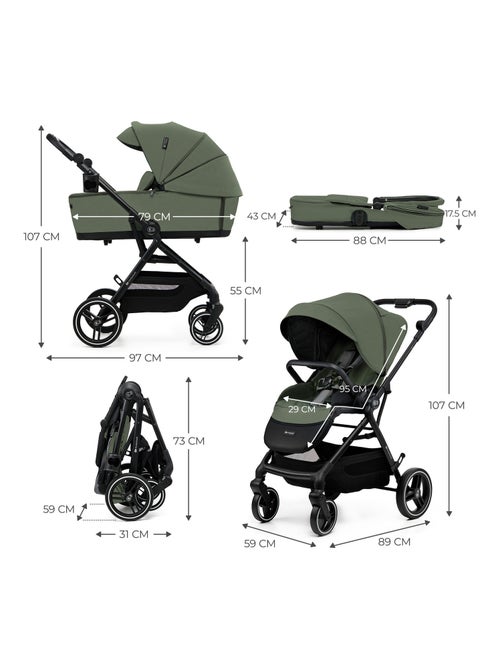 Poussette Kinderkraft YOXI 2 en 1 avec nacelle pliable, siège réversible et roues increvables - Kiabi Poussette Kinderkraft YOXI 2 en 1 avec nacelle pliable, siège réversible et roues increvables - Kiabi