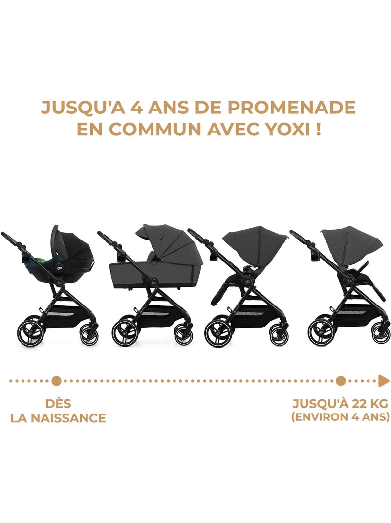 Poussette Kinderkraft YOXI 3 en 1 avec siège auto MINK PRO I-SIZE et roues increvables Gris clair - Kiabi