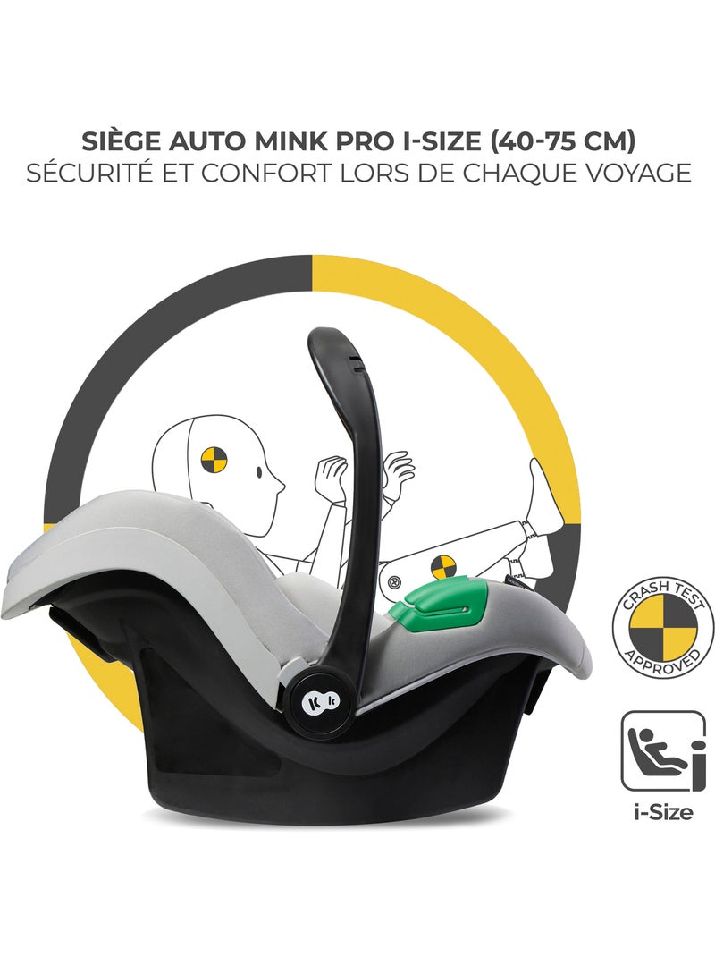Poussette Kinderkraft YOXI 3 en 1 avec siège auto MINK PRO I-SIZE et roues increvables Gris clair - Kiabi