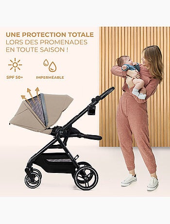 Poussette Kinderkraft YOXI avec siège réversible, roues increvables, pliage facile et UPF50+
