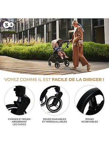 Poussette Kinderkraft YOXI avec siège réversible, roues increvables, pliage facile et UPF50+