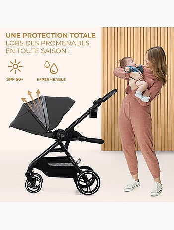 Poussette Kinderkraft YOXI avec siège réversible, roues increvables, pliage facile et UPF50+