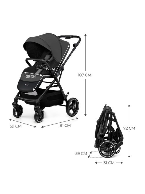 Poussette Kinderkraft YOXI avec siège réversible, roues increvables, pliage facile et UPF50+ - Kiabi