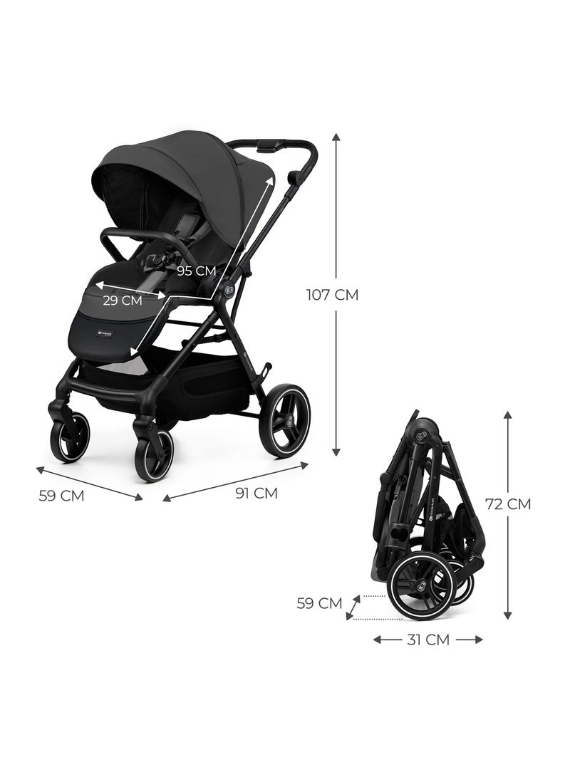 Poussette Kinderkraft YOXI avec siège réversible, roues increvables, pliage facile et UPF50+ Gris - Kiabi