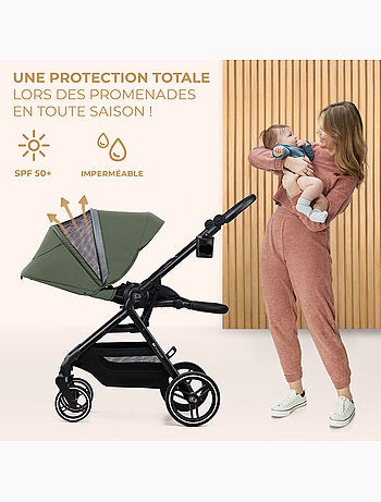Poussette Kinderkraft YOXI avec siège réversible, roues increvables, pliage facile et UPF50+