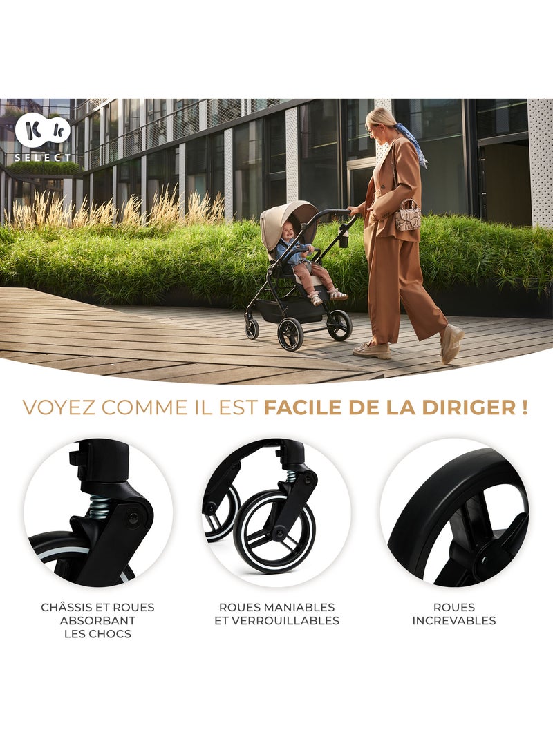 Poussette Kinderkraft YOXI avec siège réversible, roues increvables, pliage facile et UPF50+ Vert - Kiabi