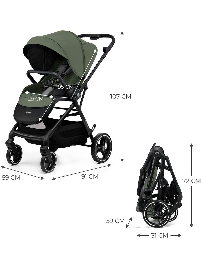 Poussette Kinderkraft YOXI avec siège réversible, roues increvables, pliage facile et UPF50+ Vert - Kiabi