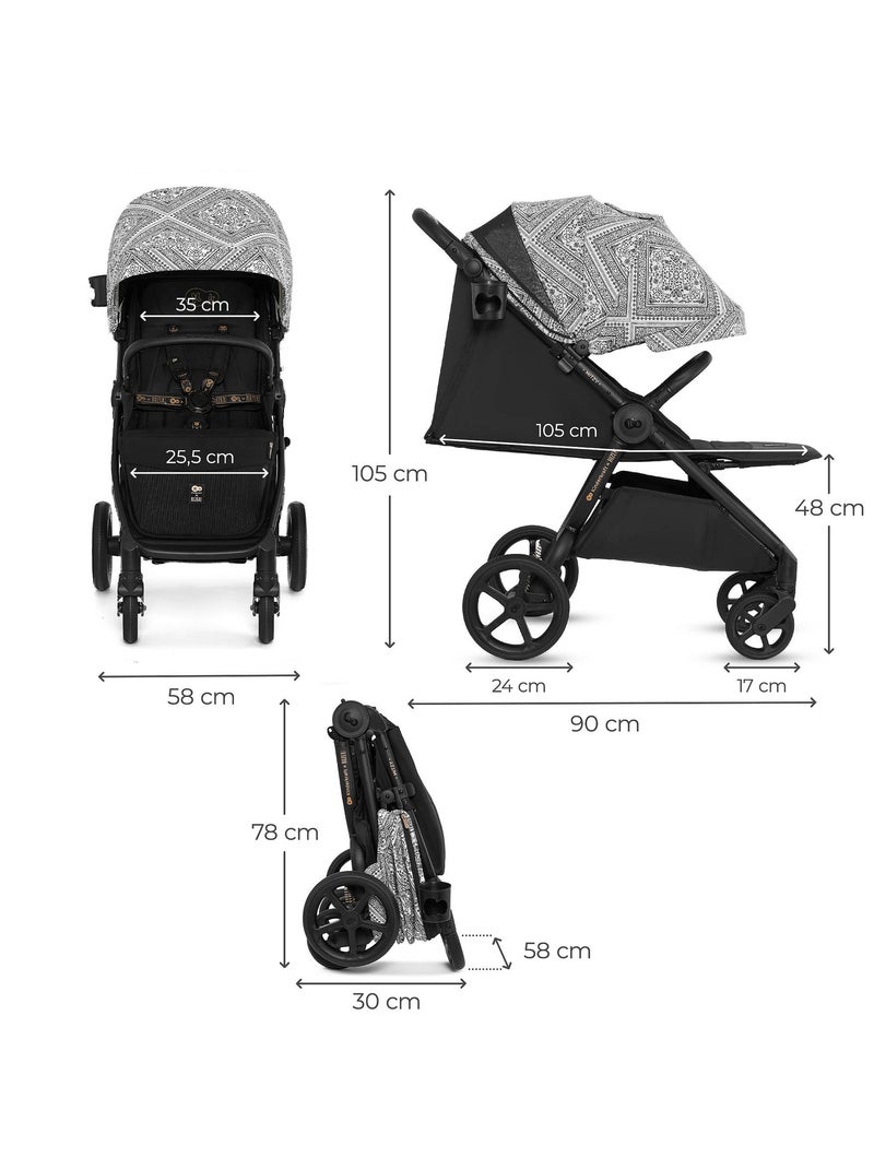 Poussette légère et maniable avec pliage facile et roues amorties Noir/Argent - Kiabi