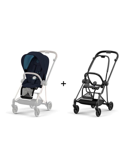 Poussette MIOS 3 châssis Matt Black habillage Midnight Blue - Kiabi