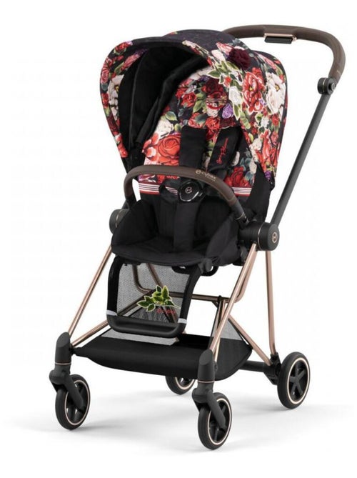 Poussette MIOS 3 châssis Rose Gold habillage Spring Blossom Dark - Kiabi