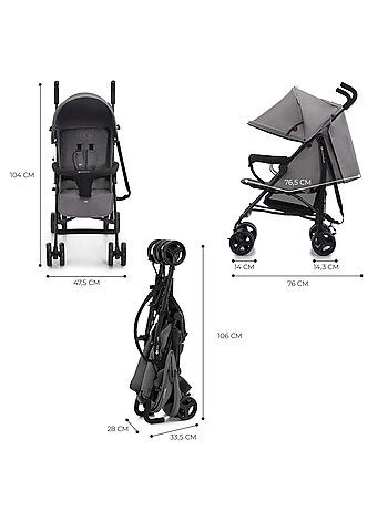 Poussette Parapluie Kinderkraft TIK Légère et Compacte, Dossier Allongeable et Roues Amorties