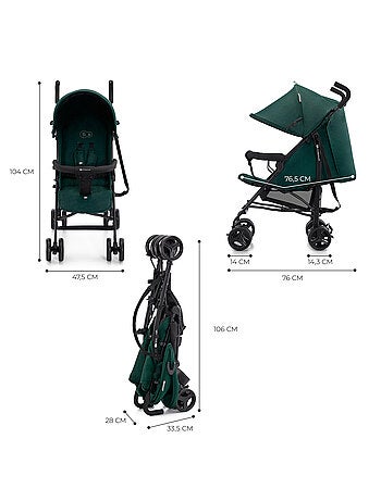 Poussette Parapluie Kinderkraft TIK Légère et Compacte, Dossier Allongeable et Roues Amorties