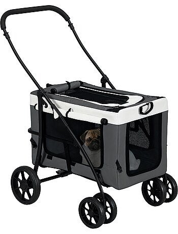 Poussette pliable animaux chien chat nacelle amovible 4 roues