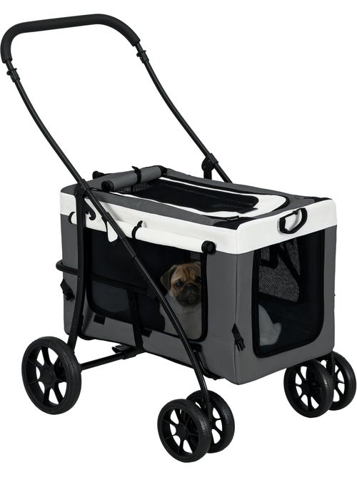 Poussette pliable animaux chien chat nacelle amovible 4 roues - Kiabi