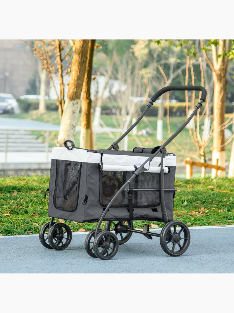 Poussette pliable animaux chien chat nacelle amovible 4 roues Gris - Kiabi