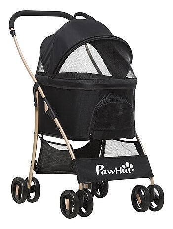 Poussette pliable pour chien chat nacelle amovible 2 en 1 noir