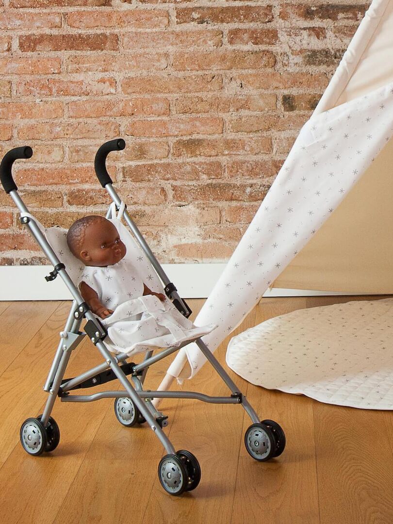 Nacelle Pour Poupée 36 Cm Stars Blanc - WOOKIDS Coton Bio