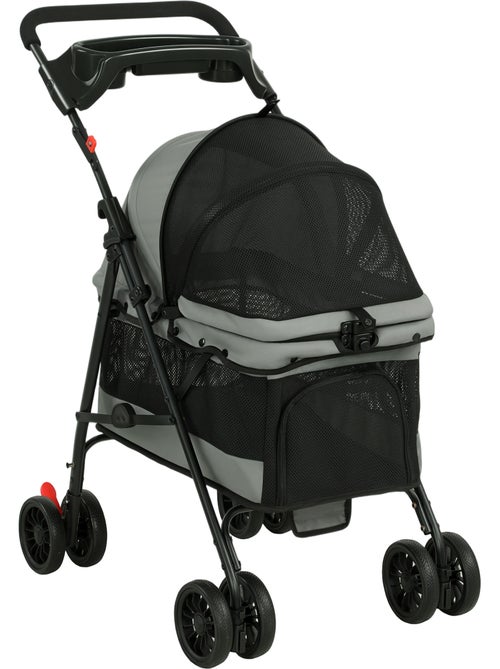 Poussette pour chien pliable 4 roues gris - Kiabi