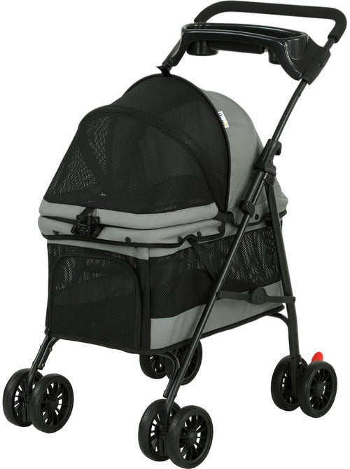 Poussette pour chien pliable 4 roues gris - Kiabi