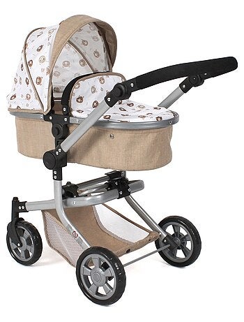 Poussette pour poupée combinée 2 en 1 Mika Beige avec oursons