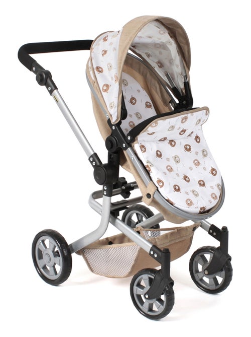 Poussette pour poupée combinée 2 en 1 Mika Beige avec oursons - Kiabi
